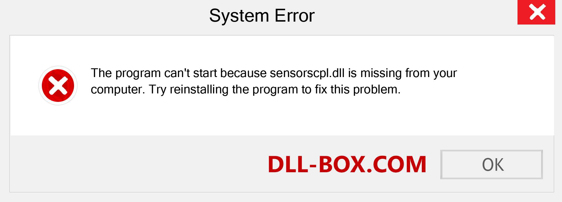  sensorscpl.dll file is missing?. Download for Windows 7, 8, 10 - Fix  sensorscpl dll Missing Error on Windows, photos, images